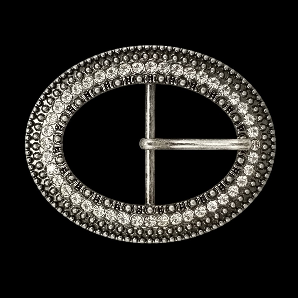 Oval Rhinestone‎ Women Center Bar Belt Buckle Embellished Fashion Accessory